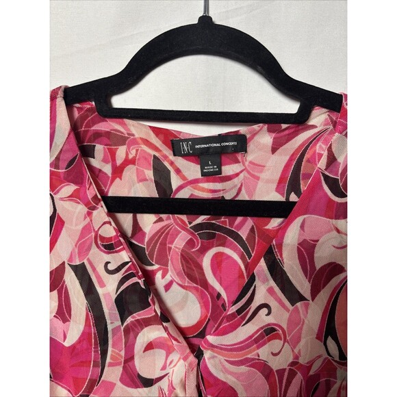 I.N.C. Womens SZ L Ruched Layered Sheer sleeveless top - Picture 3 of 7